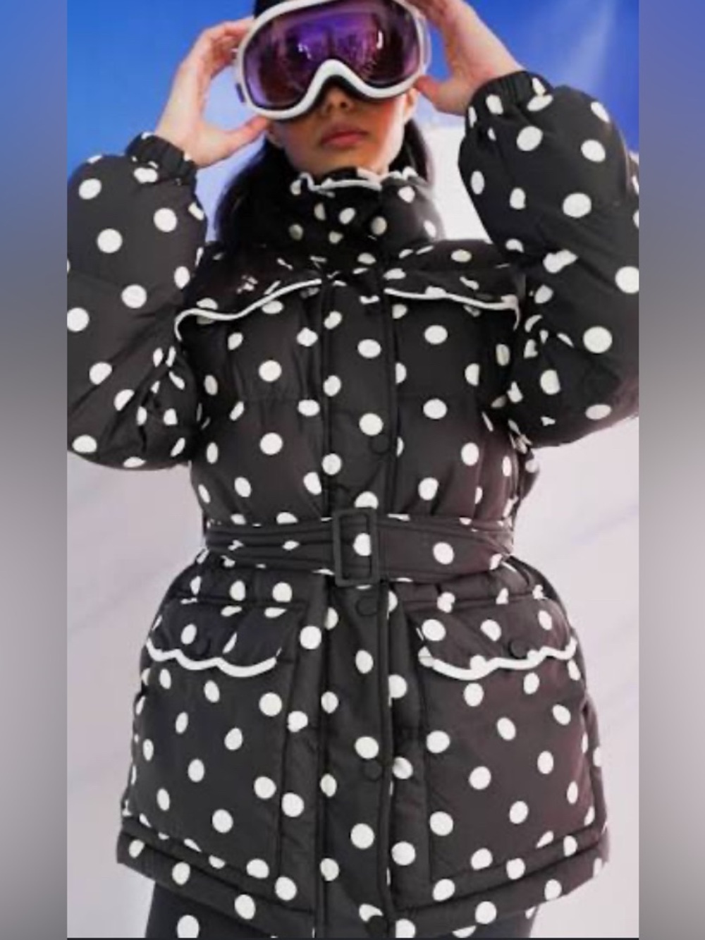 NEW Rachel Antonoff Cupcake Polka Dot Belted Puffer Jacket size S